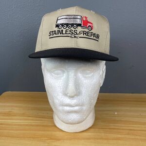 Otto Cap Stainless Repair Truck Snapback Hat Beige Black Trucker Cap Workwear